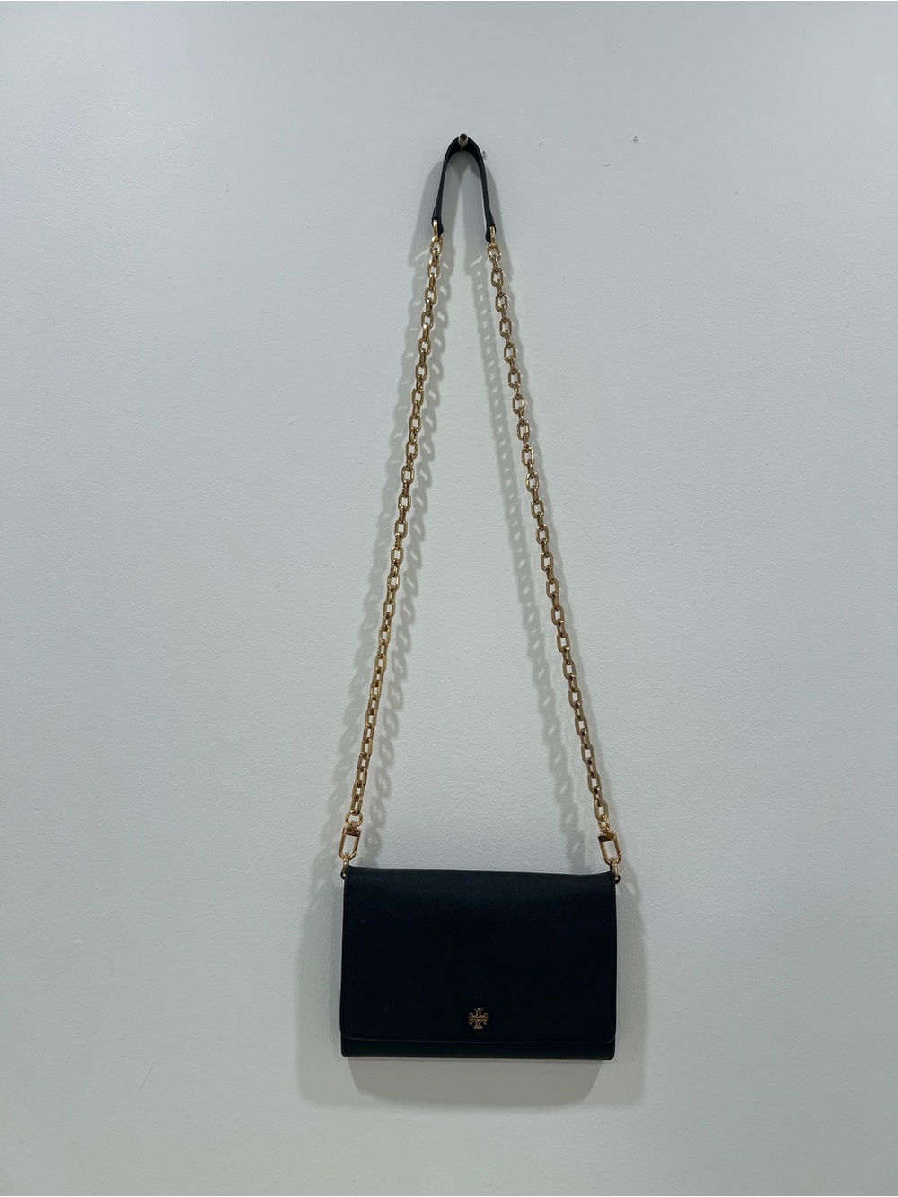 Tory Burch crossbody wallet handbag Leather Black Used
